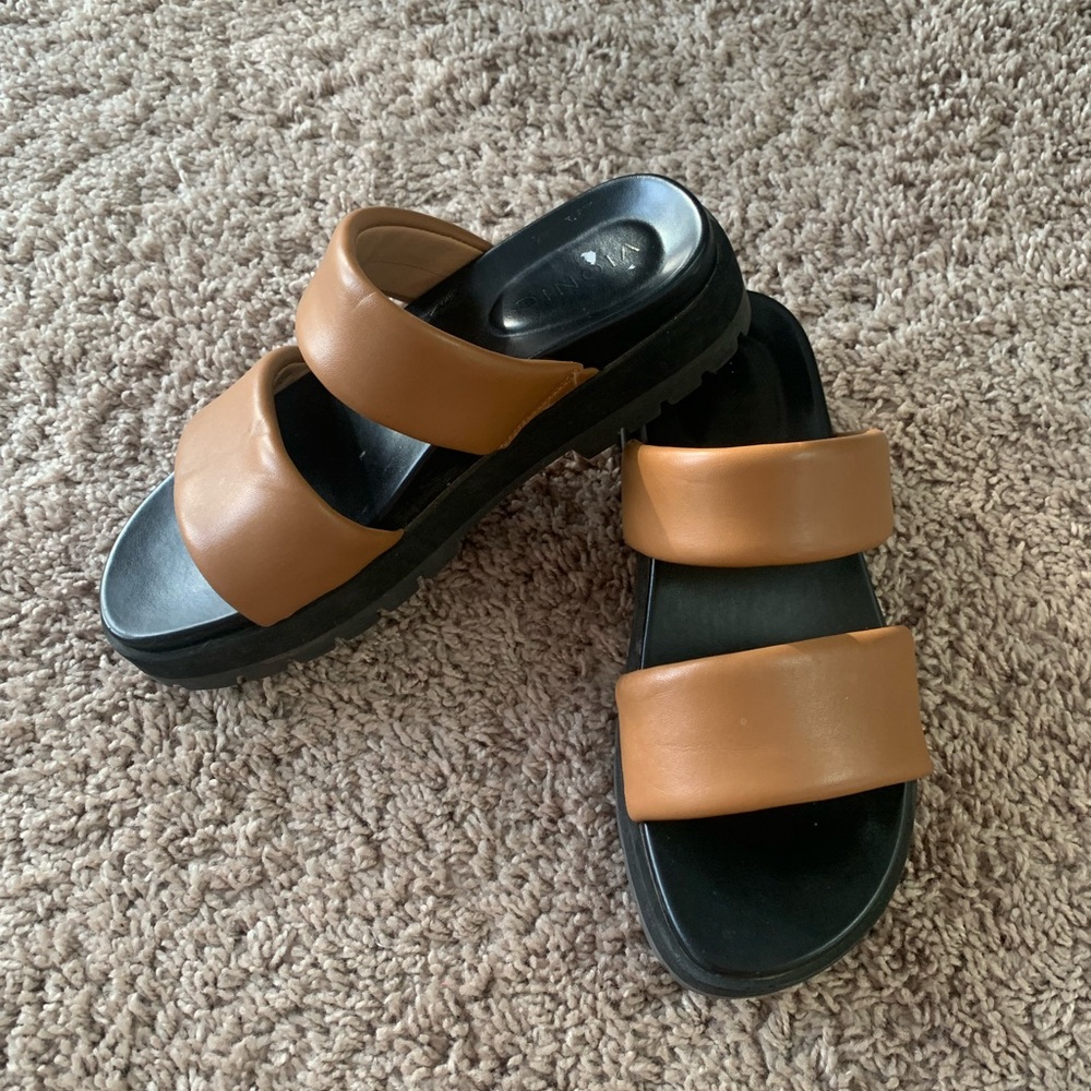 Vionic Modesto Slides Platform Sandals Tan Nappa … - image 6